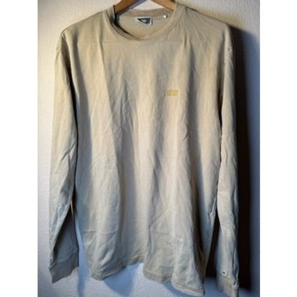 Kith Mens Beige Long Sleeve T-Shirt Crew Neck Minimalist Casual Distressed *read